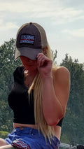 Red Line Flag PNW Arrows Trucker Hat Mesh. Snapback.