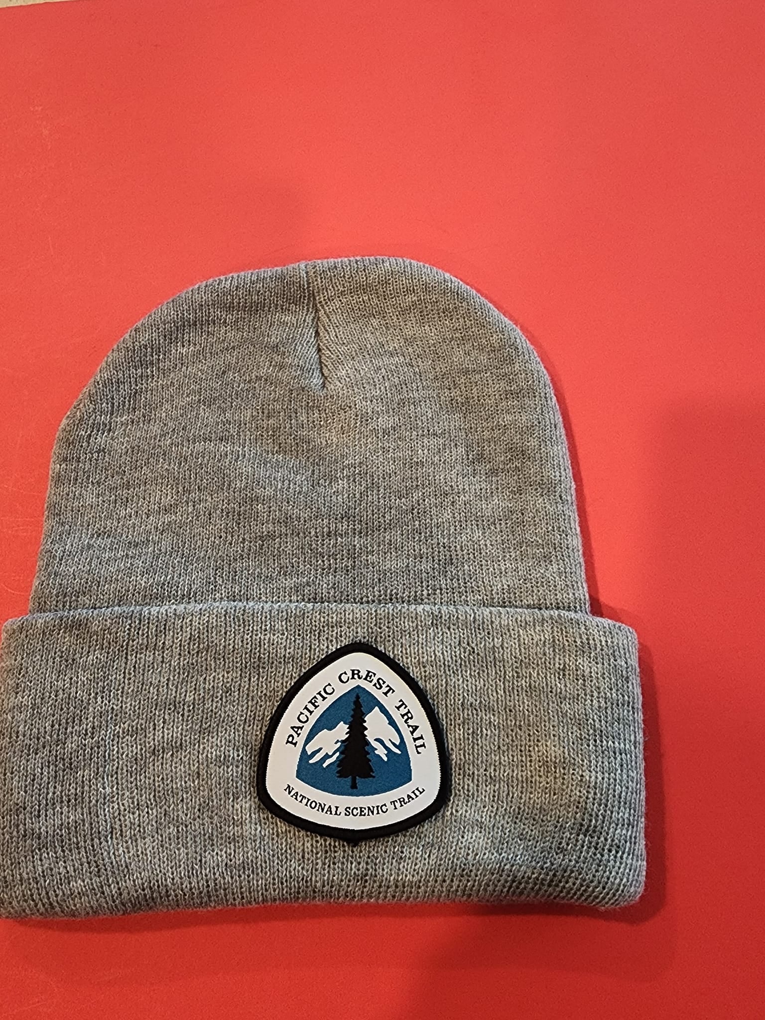 Pacific Crest Train National Scenic Trail Knit Cuffed Beanie in Gray