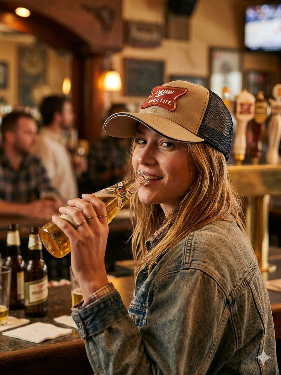 Miller High Life Tan/Black Mesh Strapback Hat