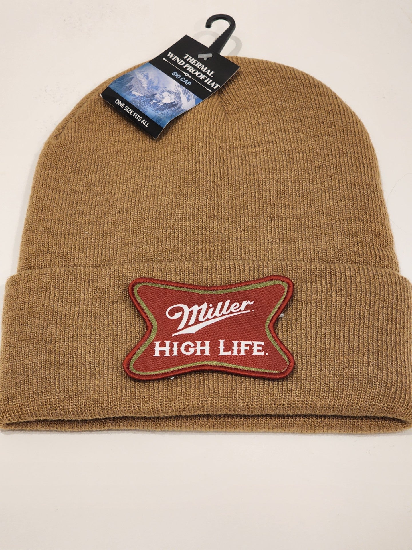 Miller High Life Knit Cuffed Beanie in Caramel