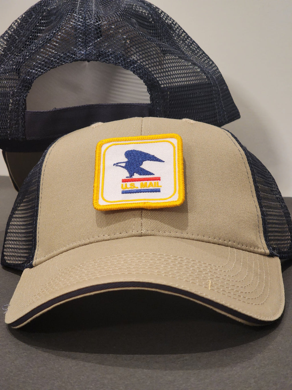U.S. MAIL (USPS) Tan/Black Mesh Strapback Hat