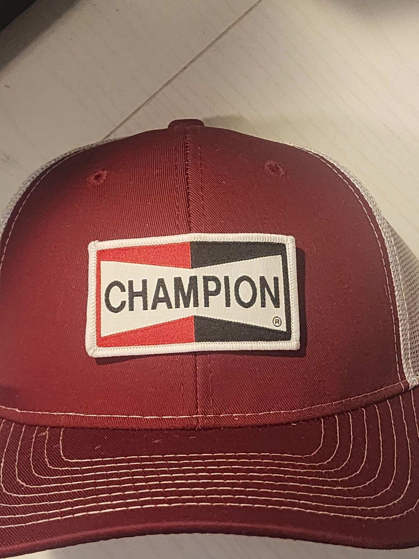 CHAMPION Cardinal Red/White Mesh Snapback Trucker Hat