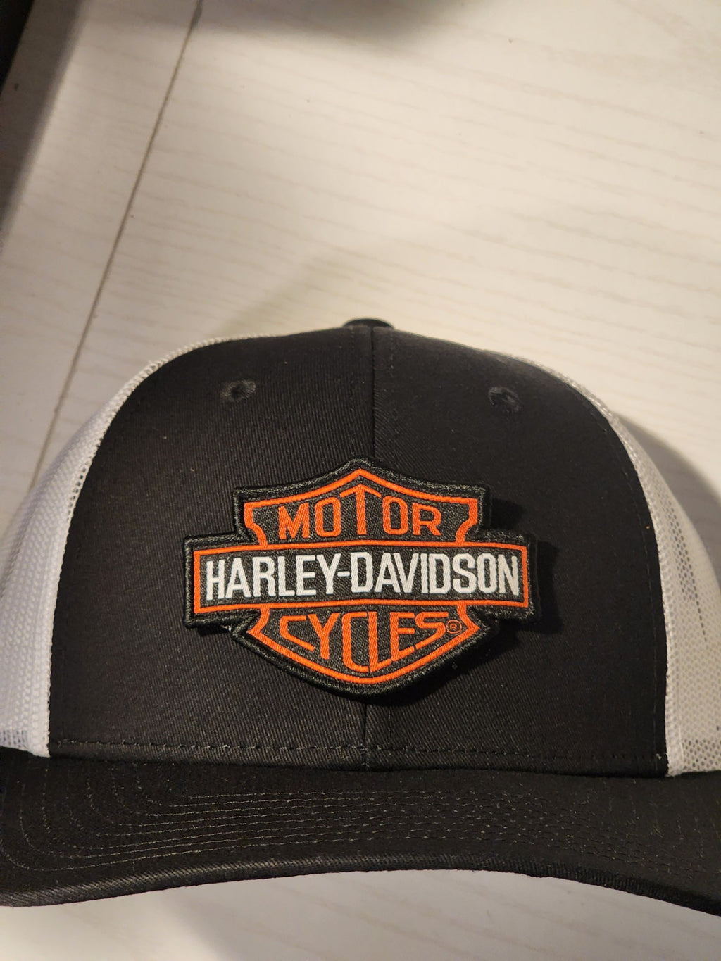 Harley-Davidson Patched Black White Mesh Low Profile Snapback Trucker Hat